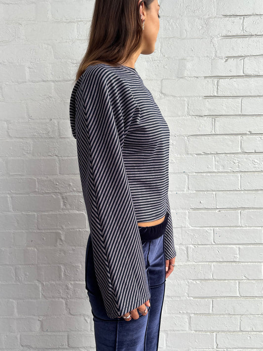 Anika Stripe Longsleeve Top - Navy