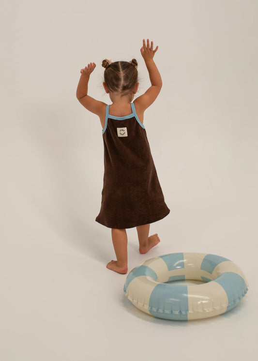 Stevie Terry Towelling Dress - DarkChoc/PowderBlue