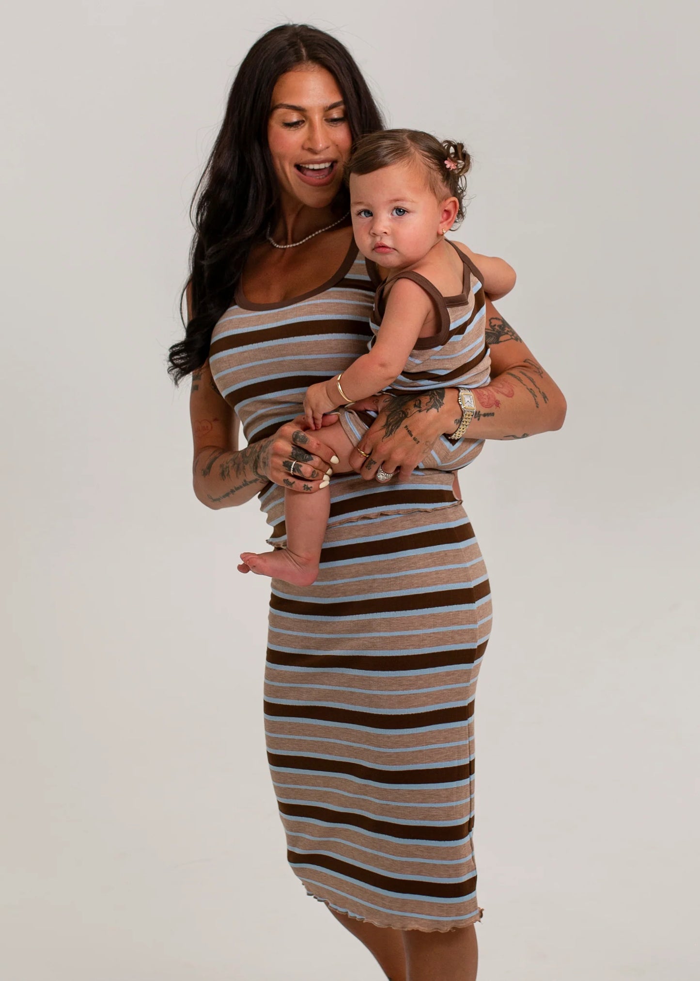 Women's Ava Cotton Rib Pointelle Skirt - Stripe