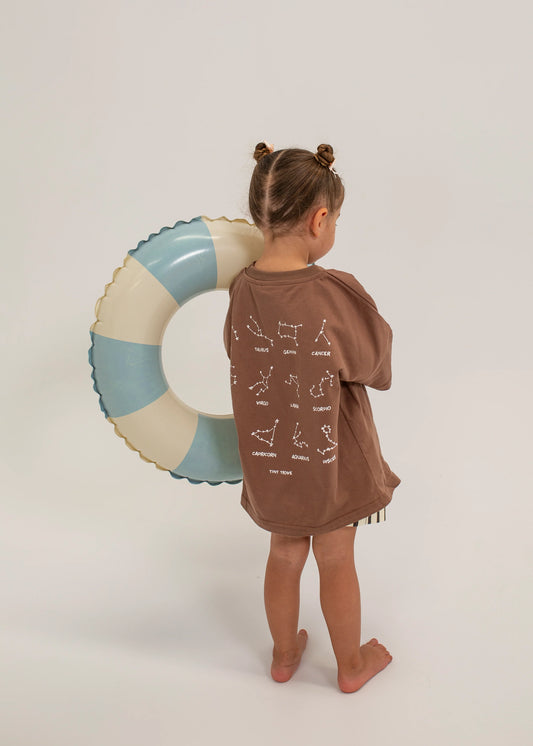 Stars Relaxed Tee- Mocha/White