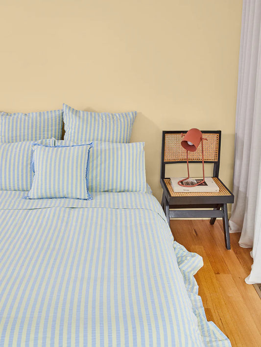 Butter Blue Seersucker Square Cushion