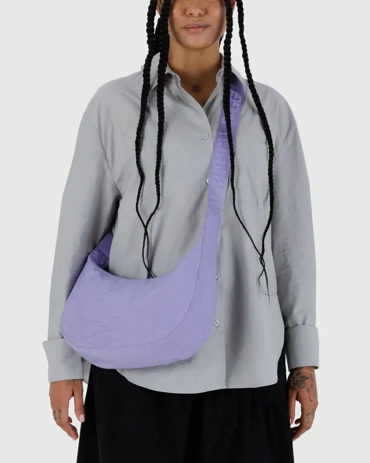 Medium Nylon Crescent Bag- Wisteria