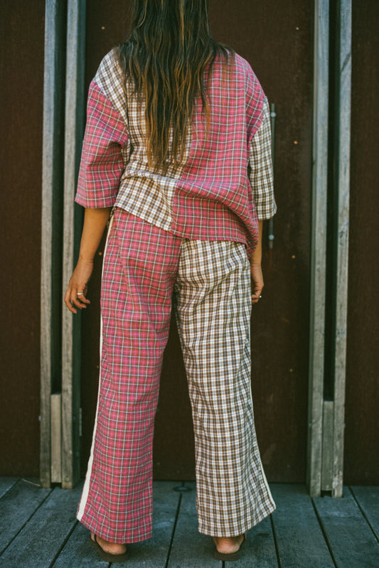 Flannel Flare Pant - Strawberry Milk