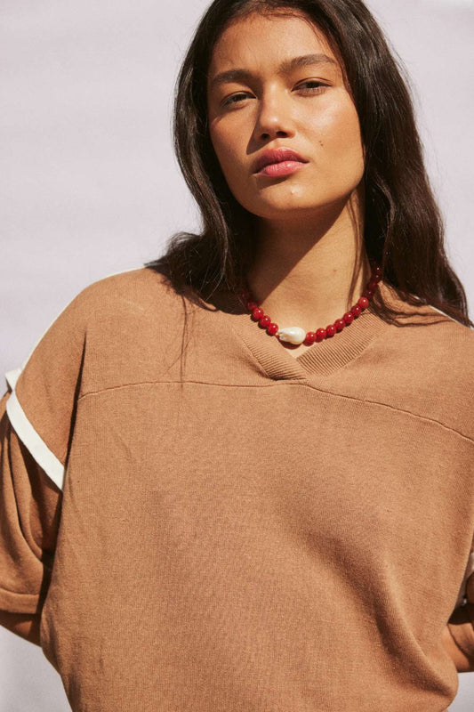 Orlando Oversized Tee - Pecan and Cream