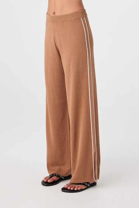 Pippa Wide Leg Pant - Pecan and Cream
