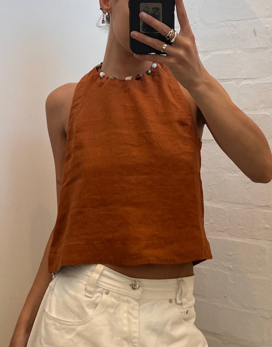 Rust Beaded Top