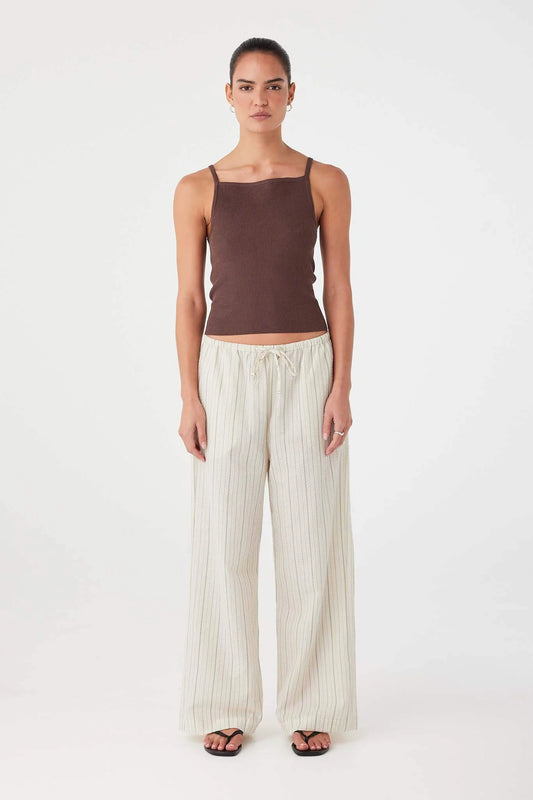 Rae Drawstring Pant - Olive Stripe