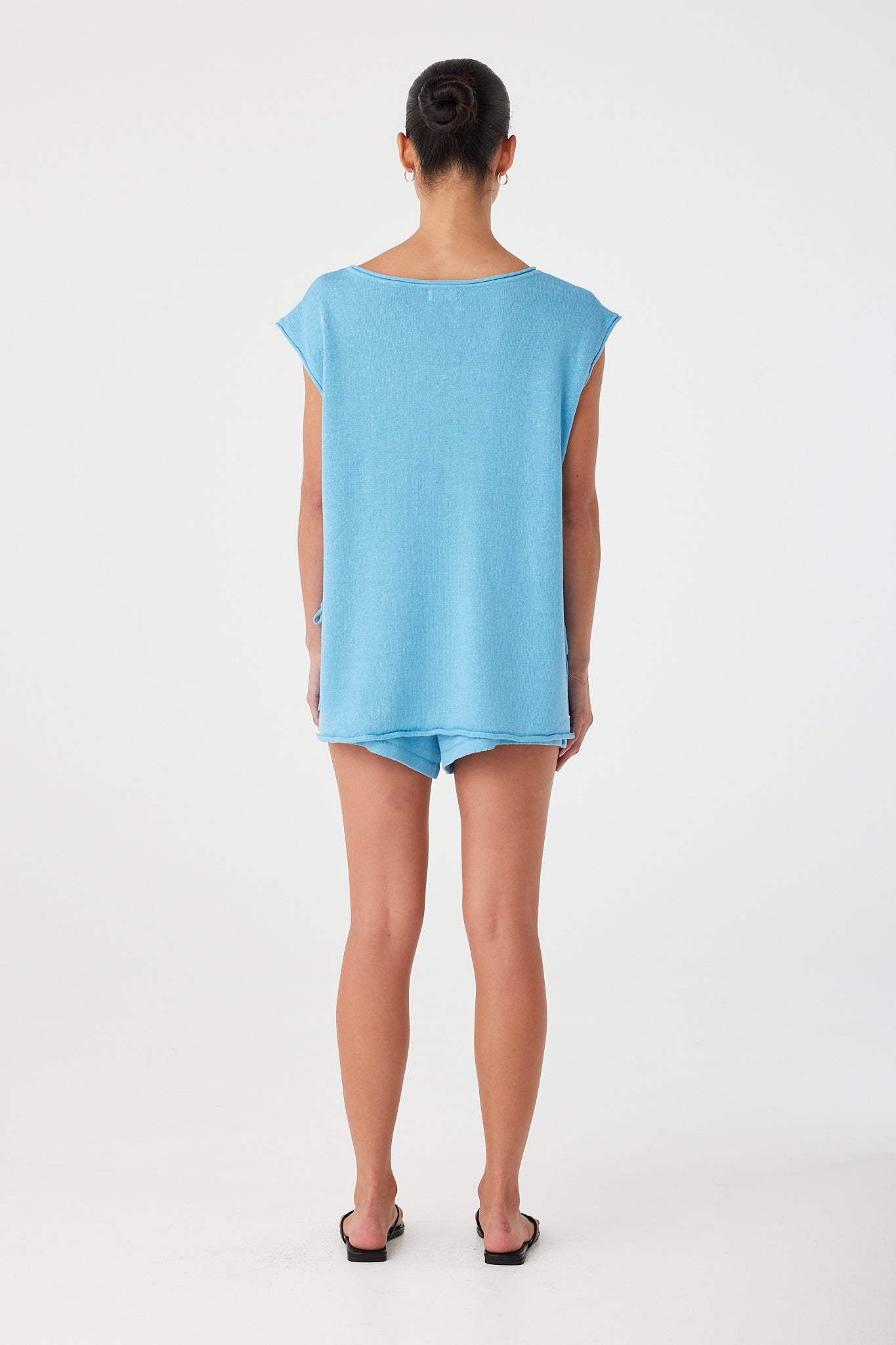 Poppy Tie Side Top- Cyan