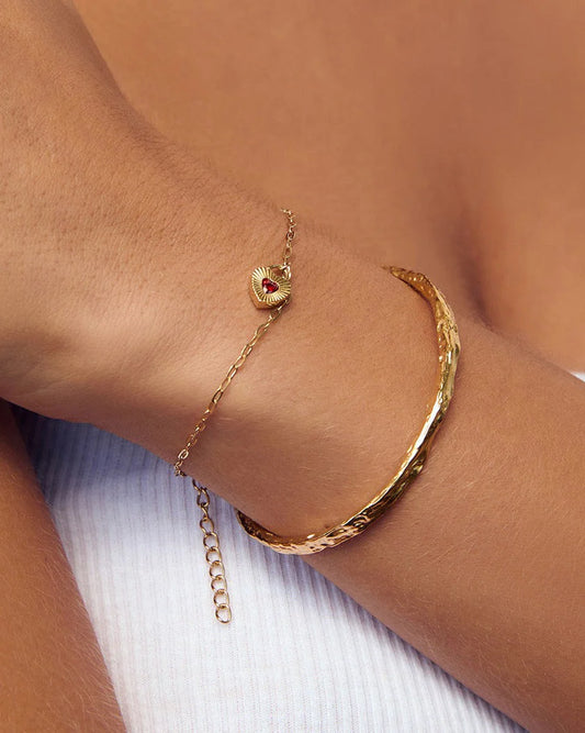 Ruby Heart Bracelet - Red