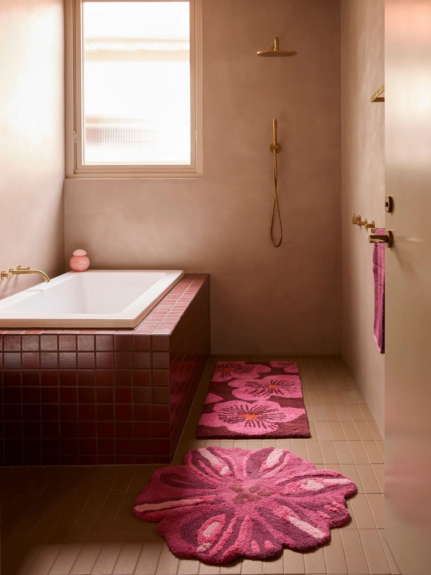 Jardin Pink Long Bath Mat