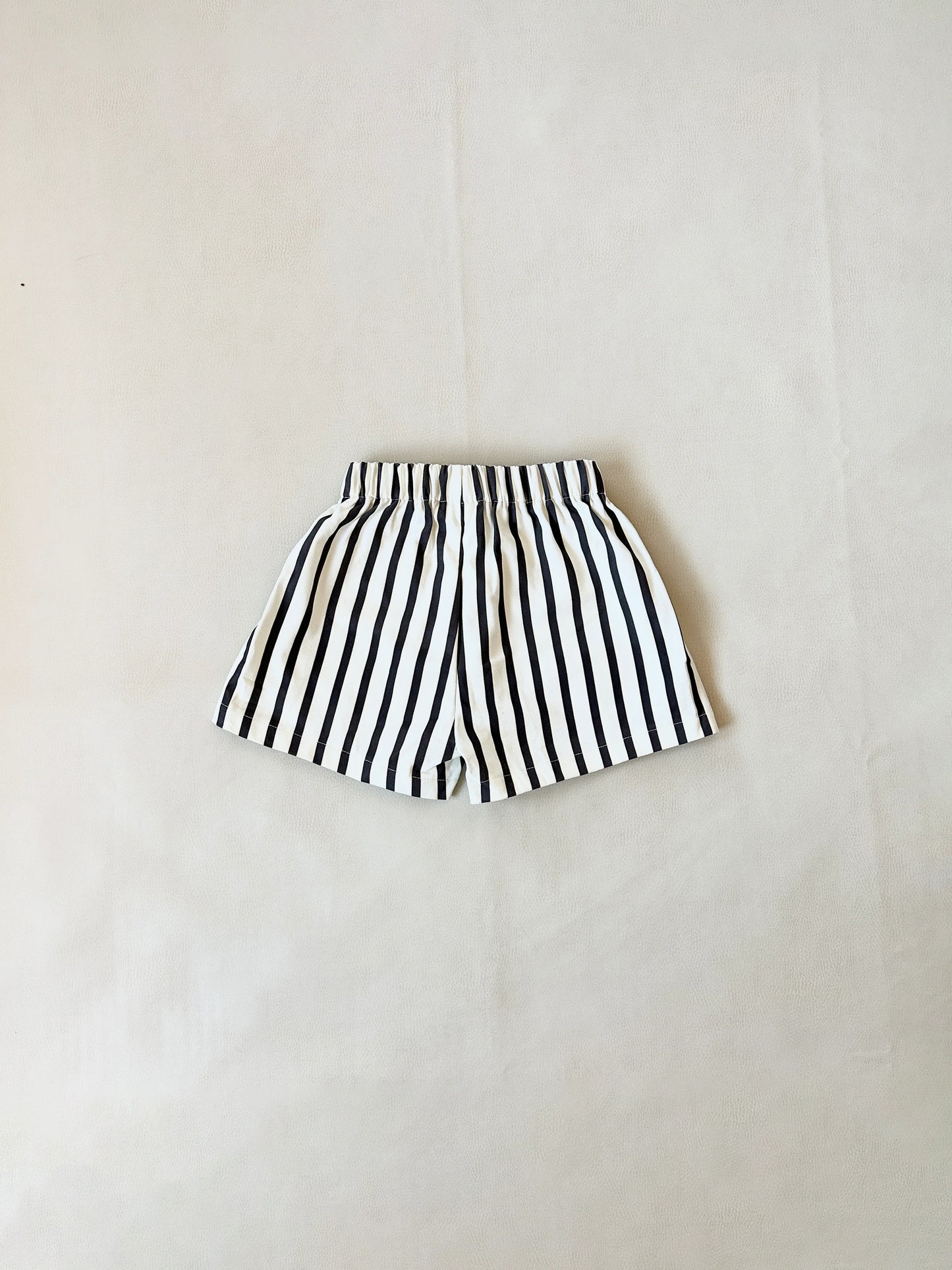 Benji Stripe Cotton Shorts- Cream/Cocoa Stripe
