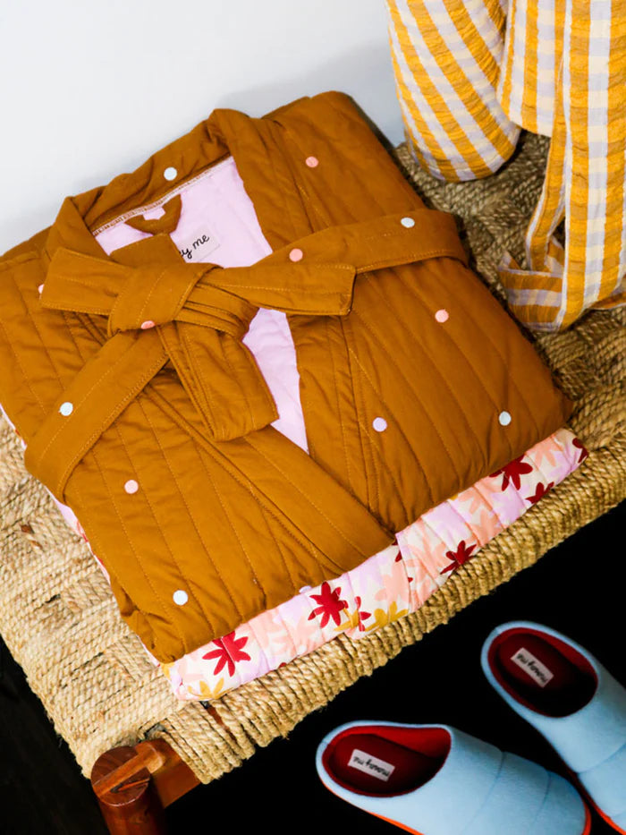Mocha Dot Quilted Robe