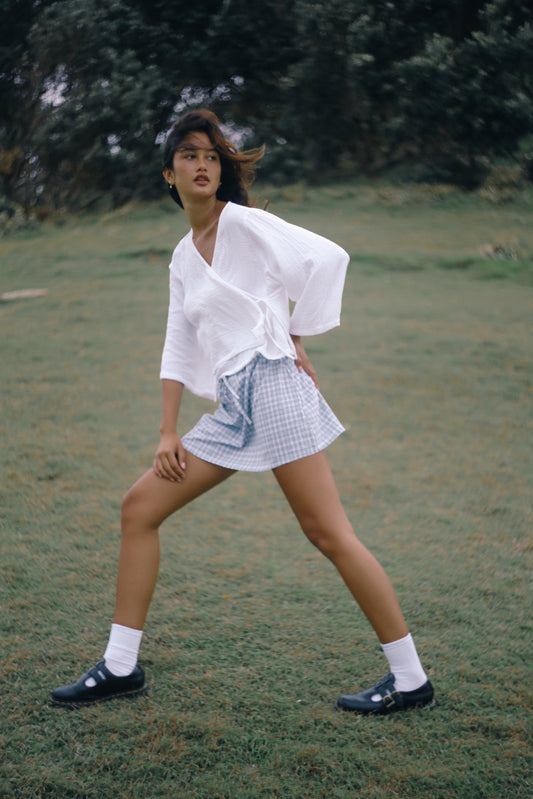 Fleur Skirt- Cloud Plaid