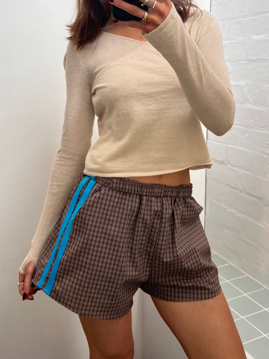 By Frankie Gingham Racer Shorts