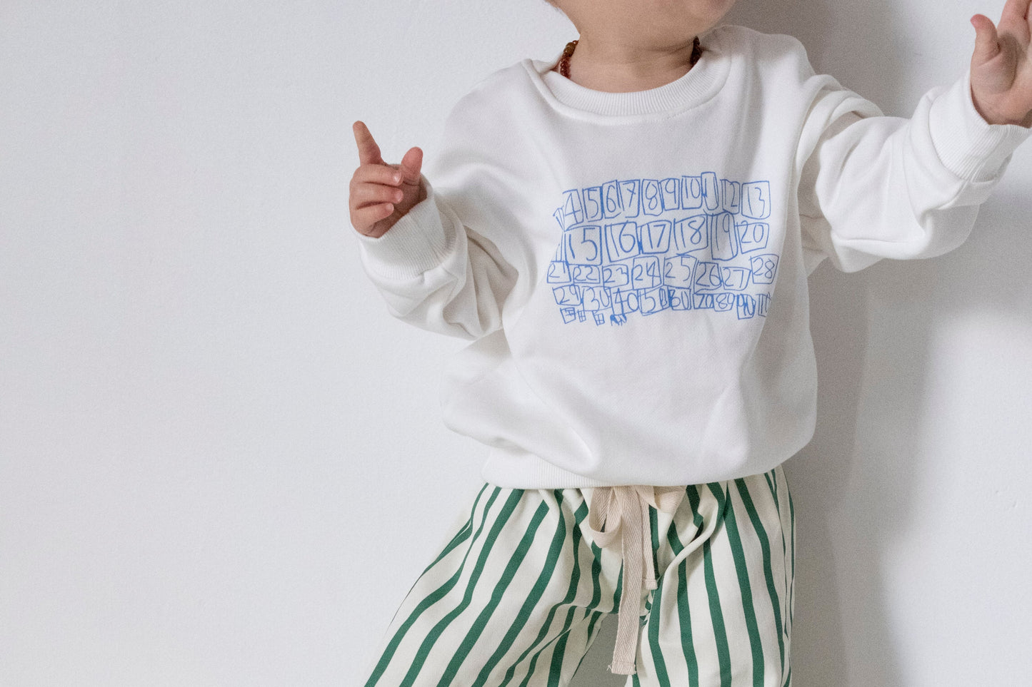 Parkers Numbers Relaxed Pullover- White/Blue