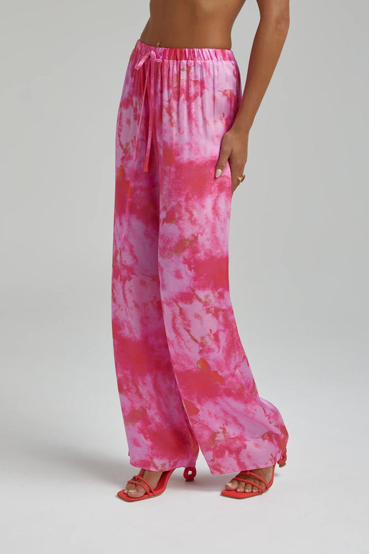 Relaxed Drawstring Pants- Hibiscus