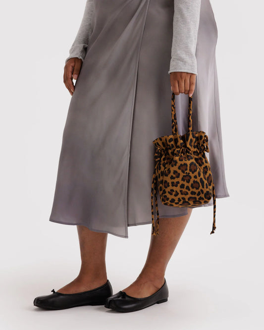 Nylon Drawstring Bag- Leopard