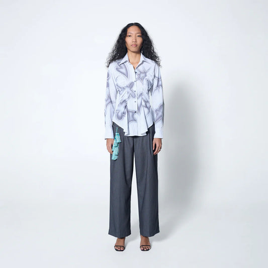 Ruffle Blouse in Stencil