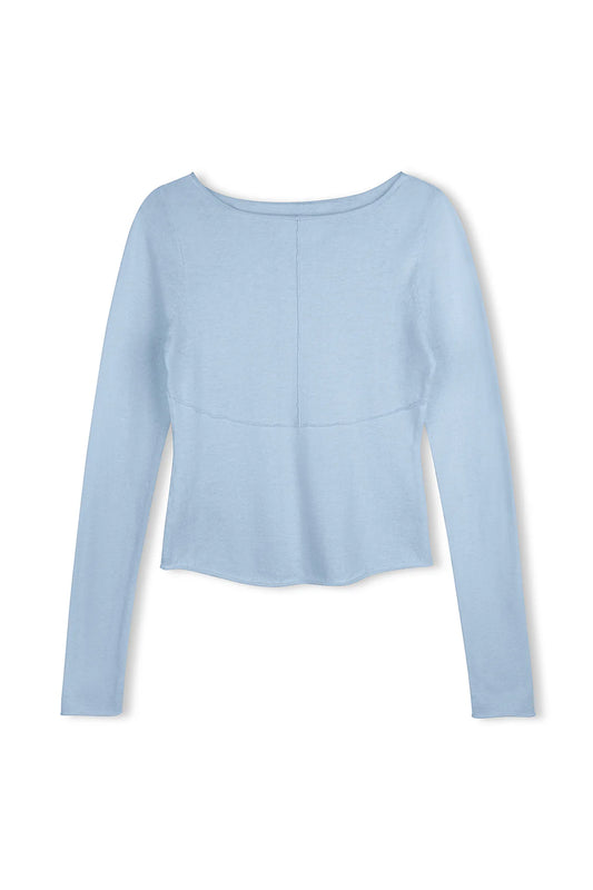 Powder Blue Panelled Long Sleeve Top