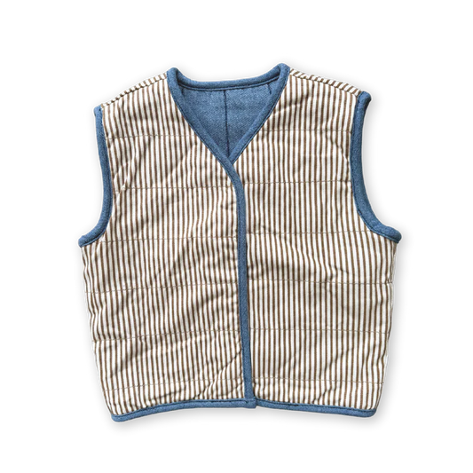 Quilted Reversable Vest - Denim