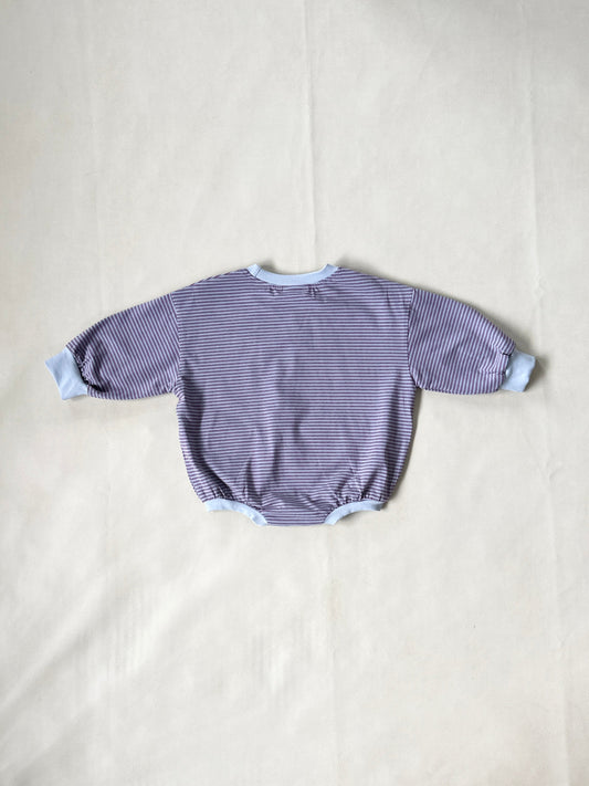 Hennie Cotton Stripe Bodysuit - Blue/Maroon