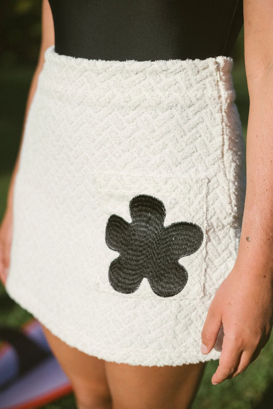 Posy Terry Skirt- White