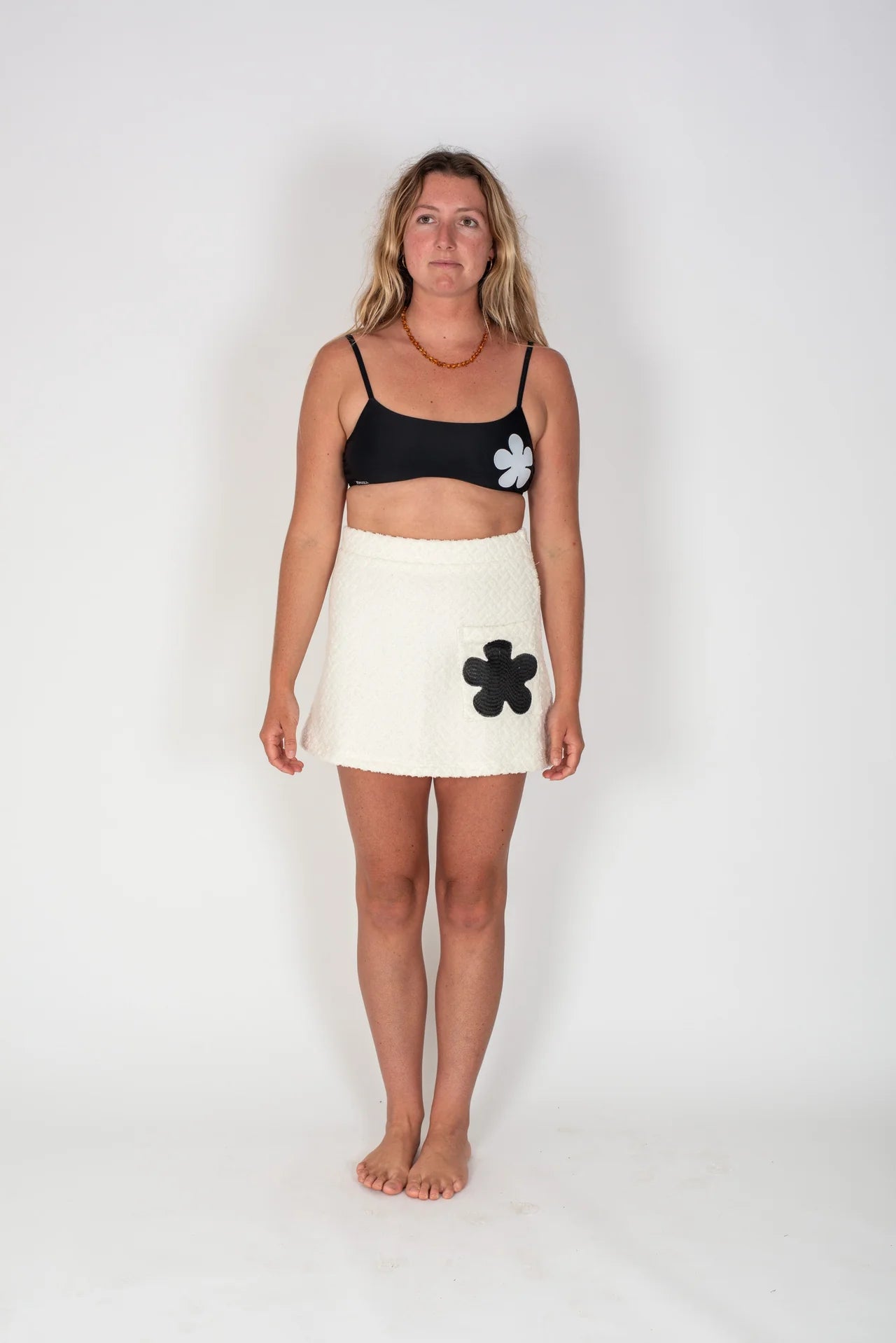 Posy Terry Skirt- White