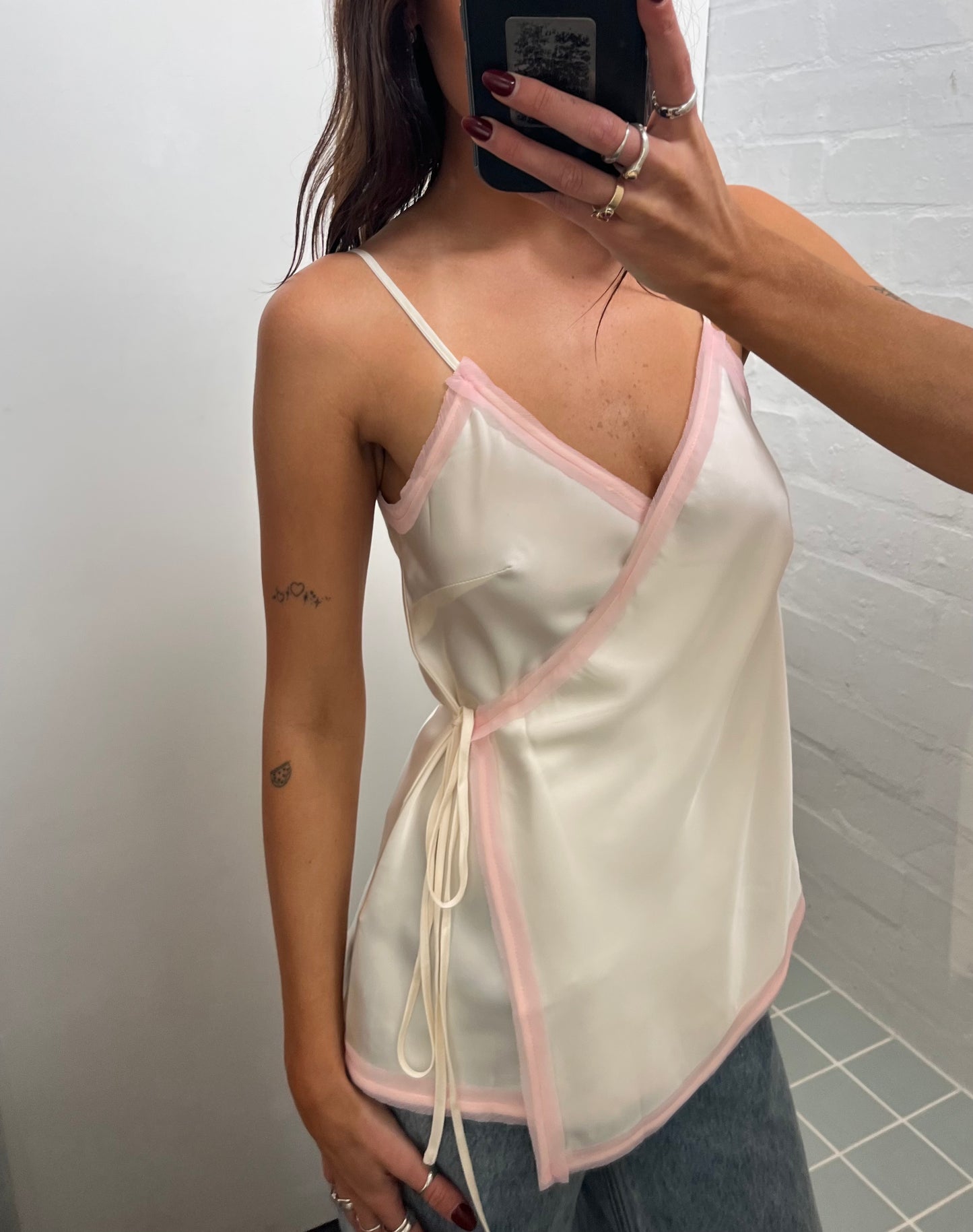 Cami Wrap Top- Cream & Blush