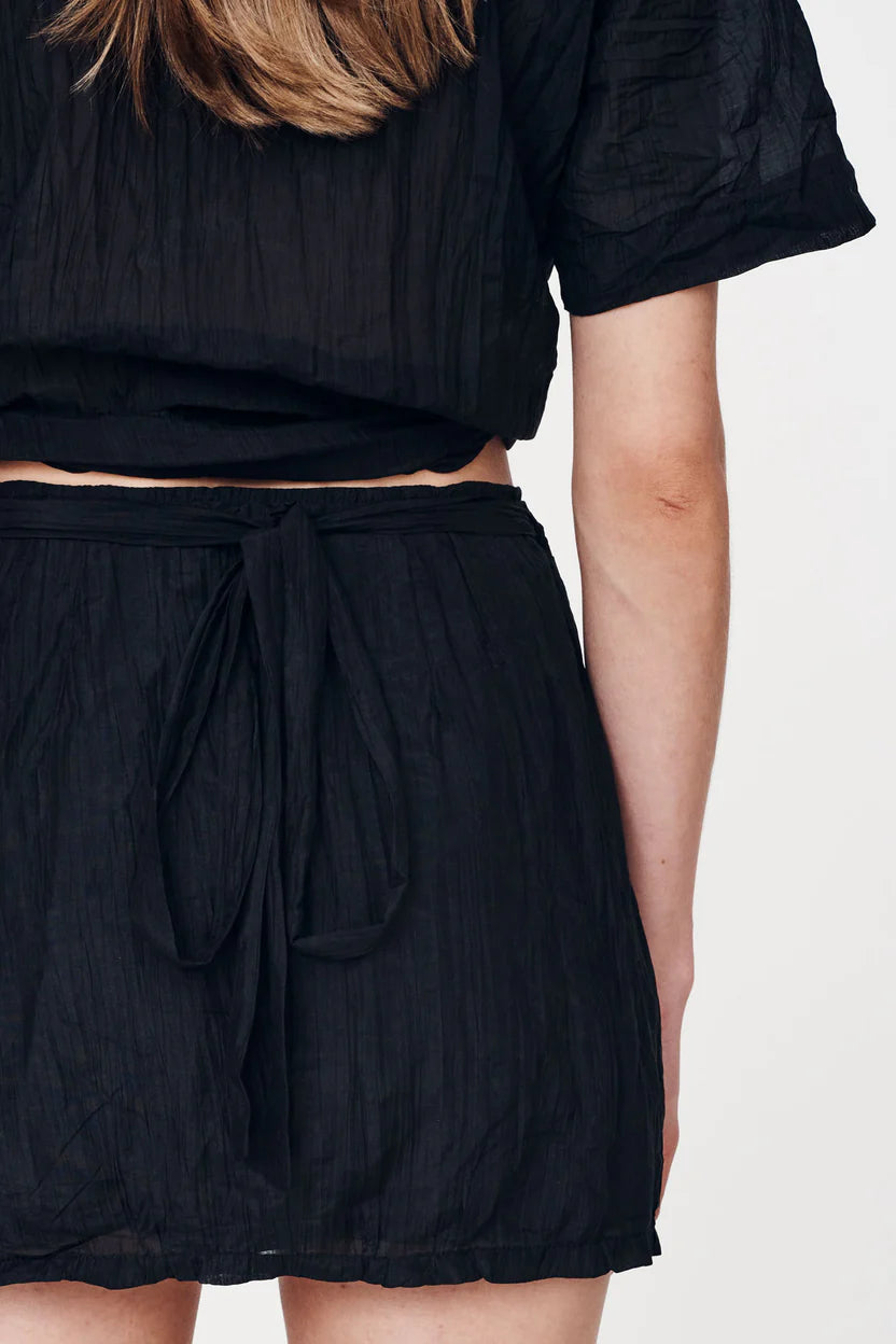 Jole Silk Mini Wrap Skirt- Noir