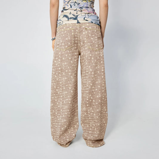 Straight Leg Jeans - Tan Spots