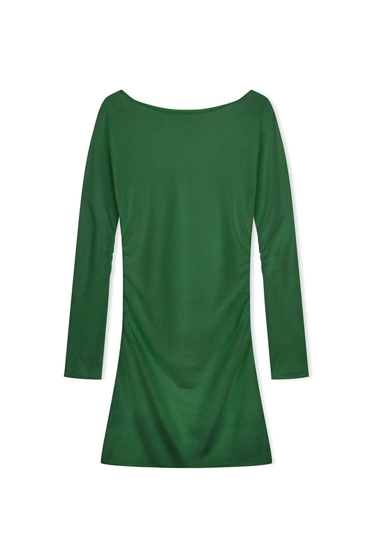 Tallow Green Gathered Knit Dress - Tallow Green