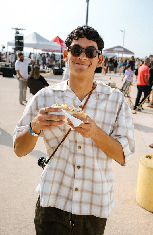 RELAXED CHECK SS SHIRT- NATURAL