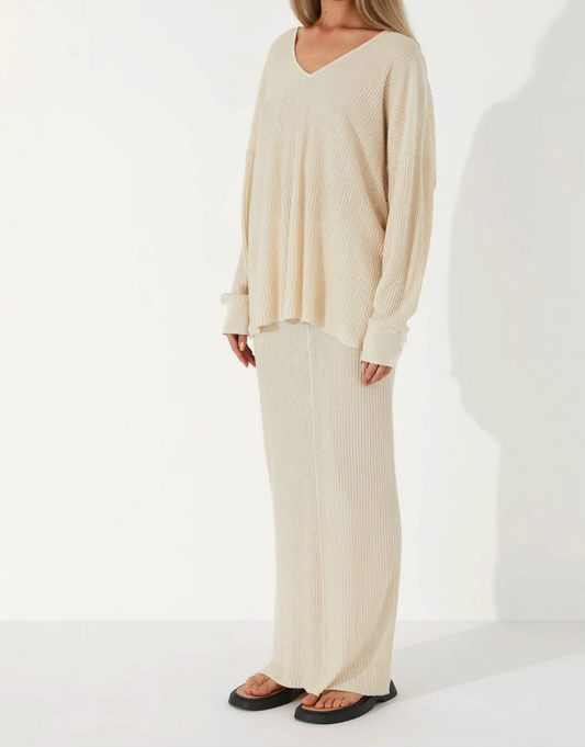 Stone Organic Linen Blend Knit Skirt