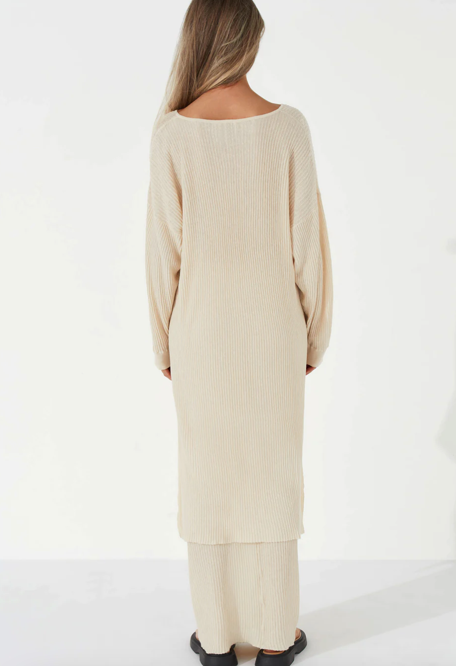 Stone Organic Linen Blend Knit Dress