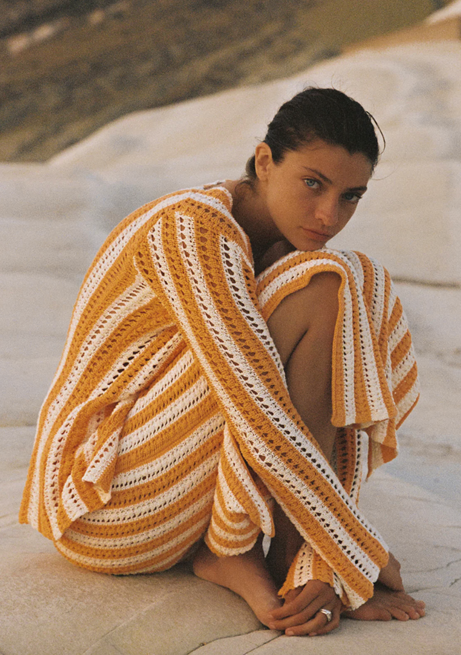 Golden Stripe Cotton Knit Skirt