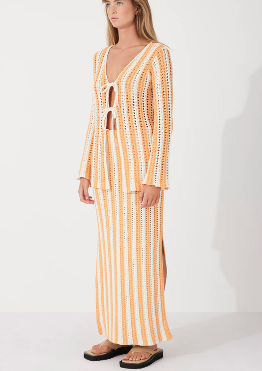 Golden Stripe Cotton Knit Skirt