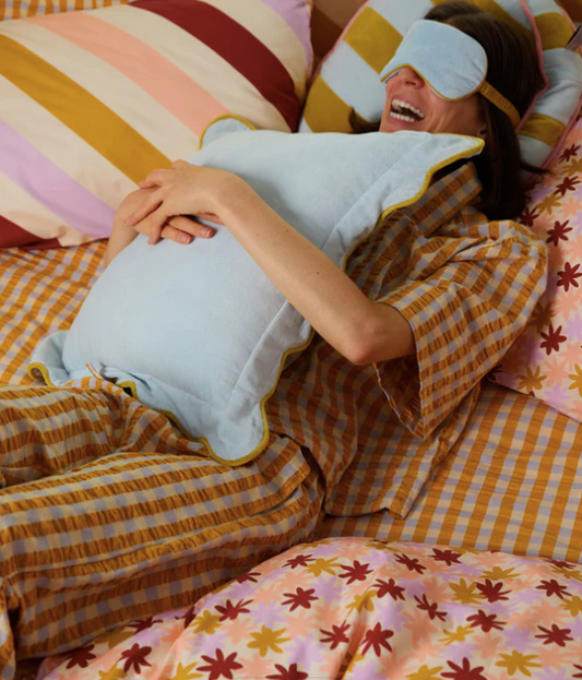 Velvet Scalloped Cushion - Cloud