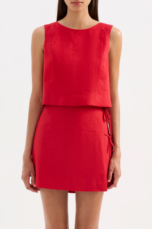 Marli Linen Top- Vermillion
