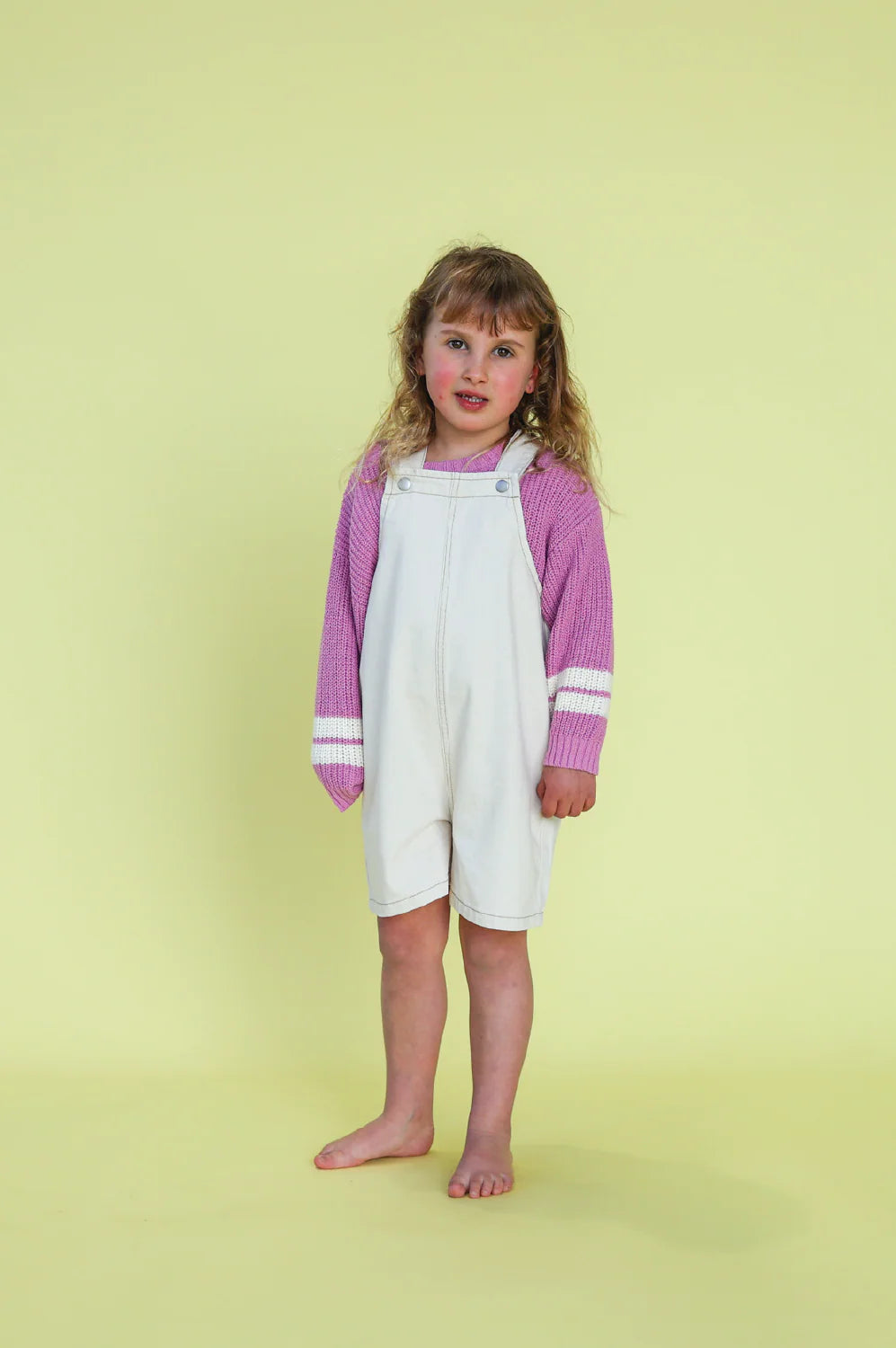Organic Everyday Twill Short Overalls- Milk