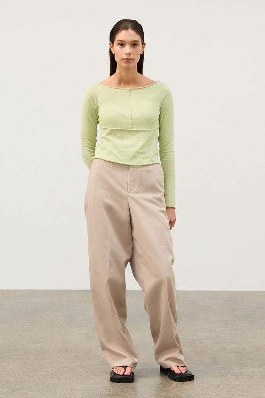 Pistachio Panelled Long Sleeve Knit Top