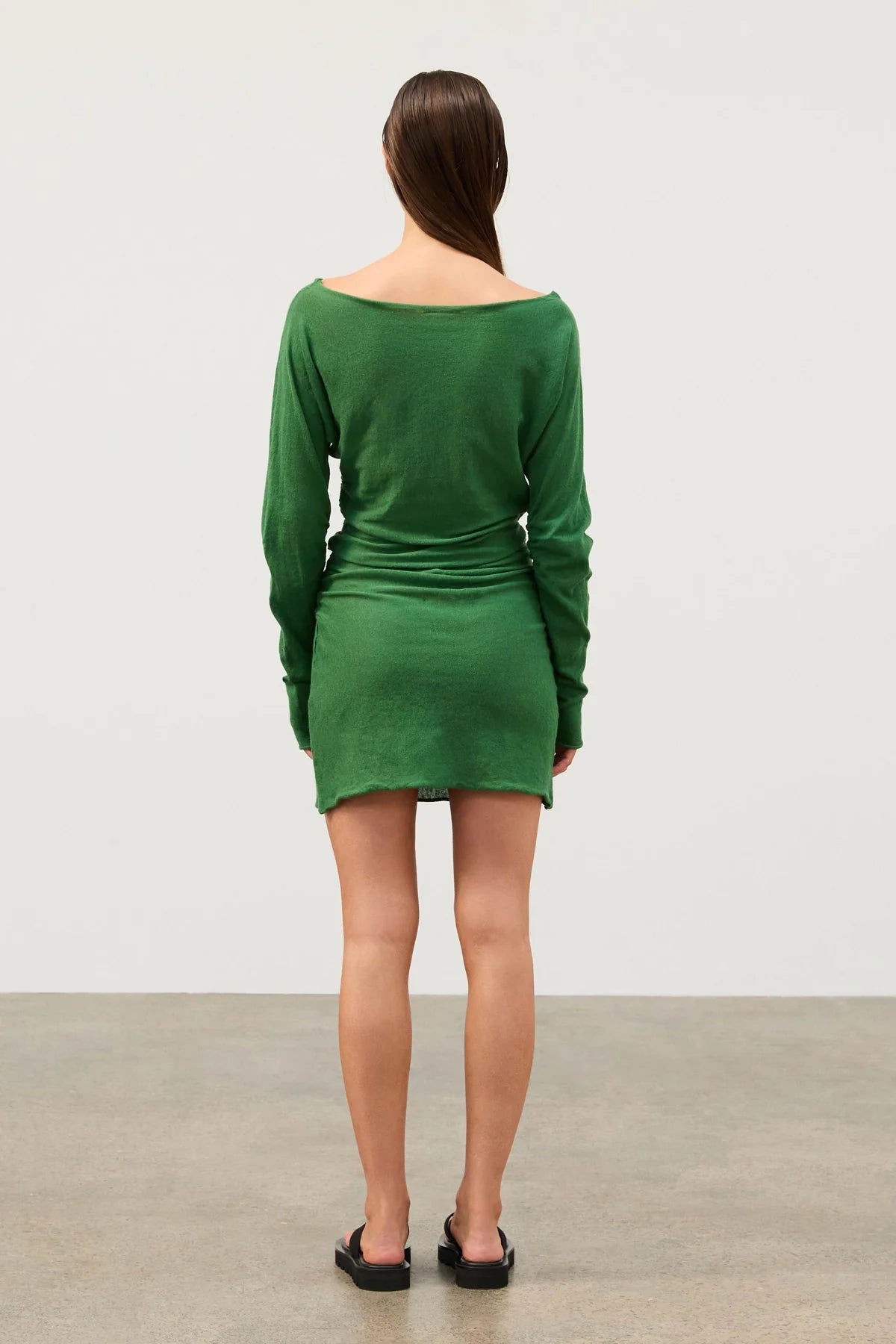 Tallow Green Gathered Knit Dress - Tallow Green