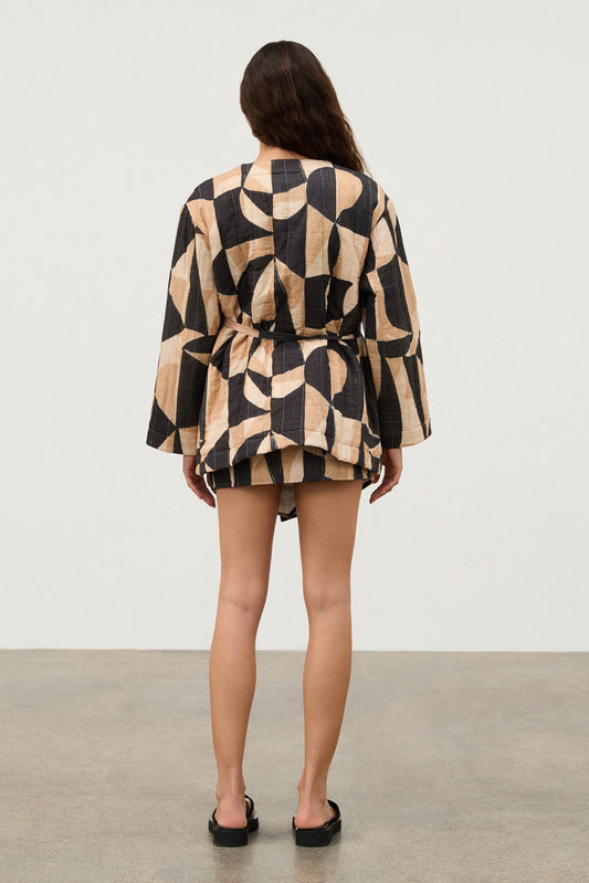 Mosaic Quilted Linen Blend Reversible Jacket