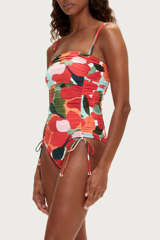 Gathered One Piece- Red Floral