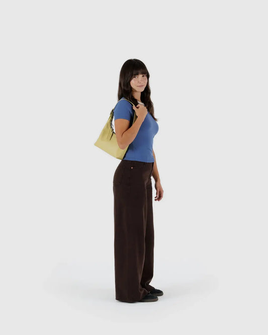 Mini Recycled Leather Shoulder Bag- Straw