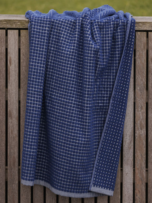 Nero Cotton Bath Towel- Cobalt/Cream