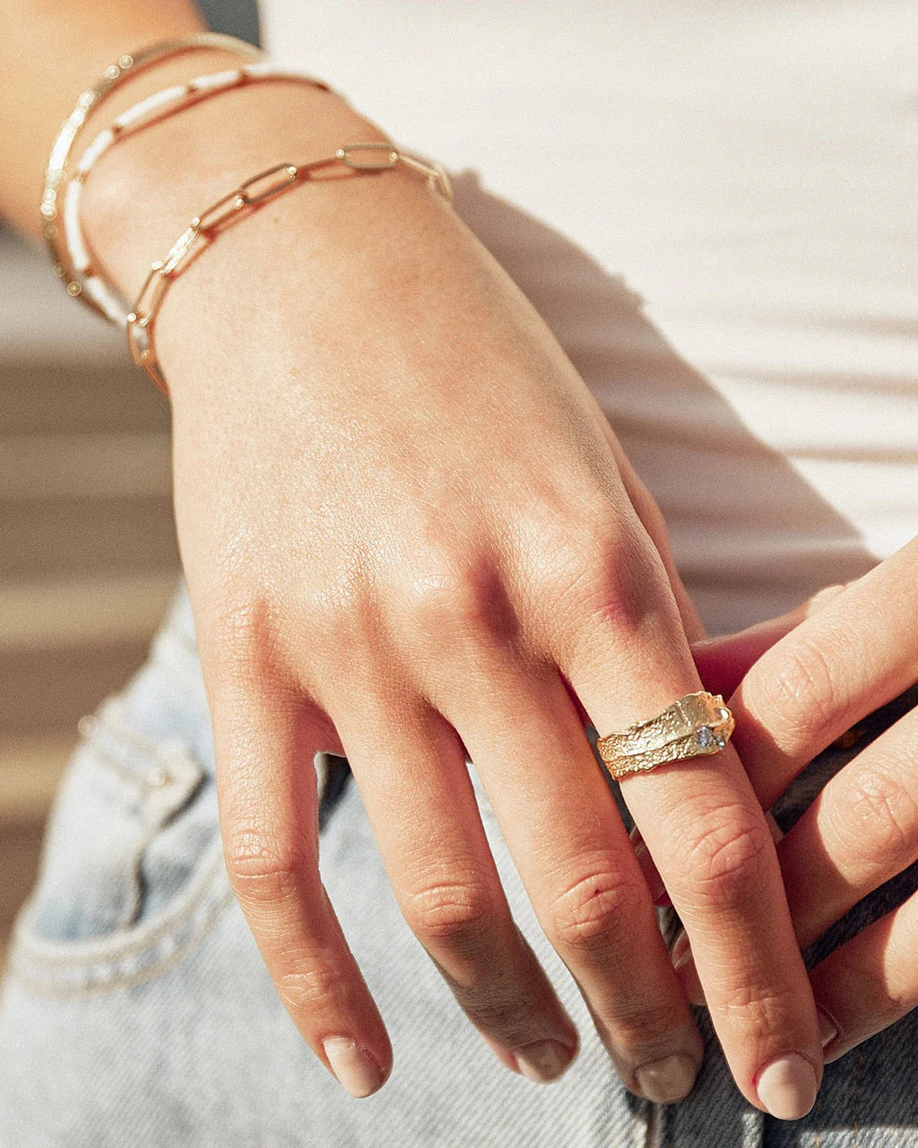 Anya Gold Ring- Clear Quartz