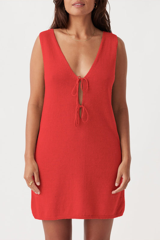 Poppy Organic Cotton Linen Mini Dress - Hibiscus