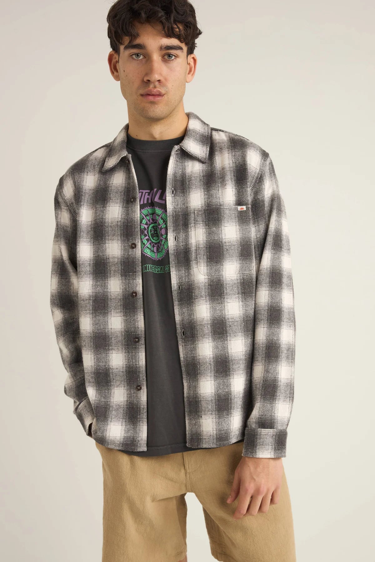 Plaid Ls Flannel Shirt- Ash