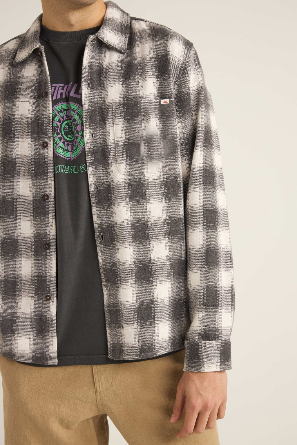 Plaid Ls Flannel Shirt- Ash