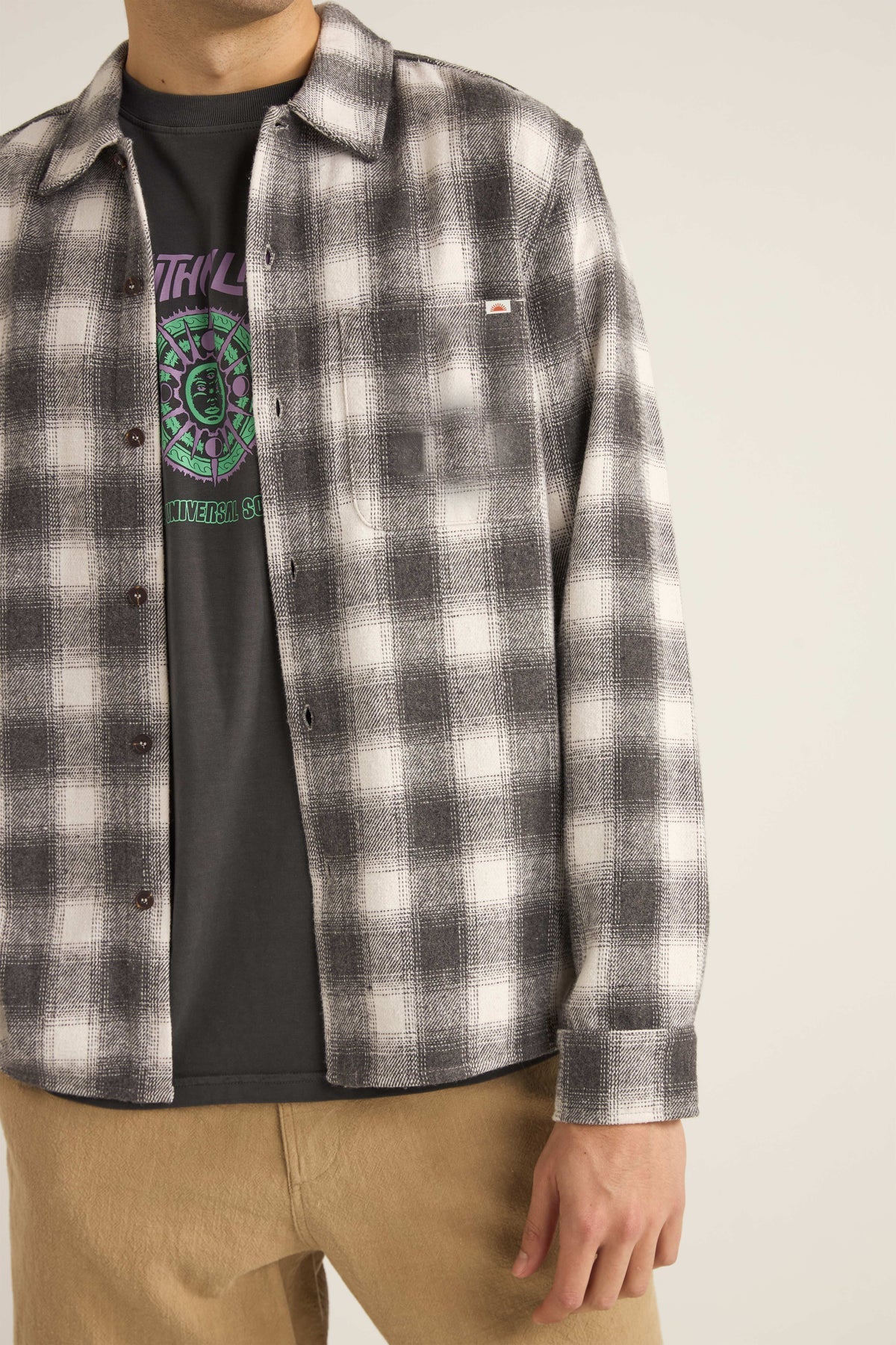 Plaid Ls Flannel Shirt- Ash